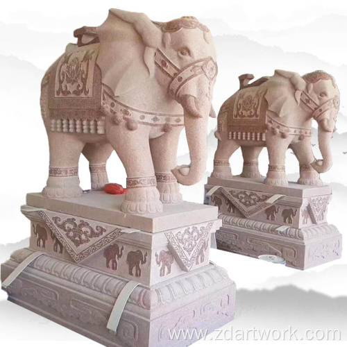 White marble elephant stone ornaments